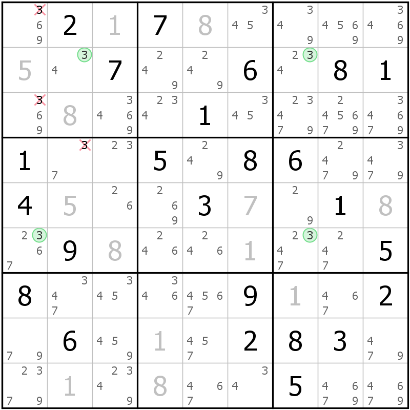 Position des candidats pour la solution de la grille page 38 du magazine de sudoku grandmaitre n° 17