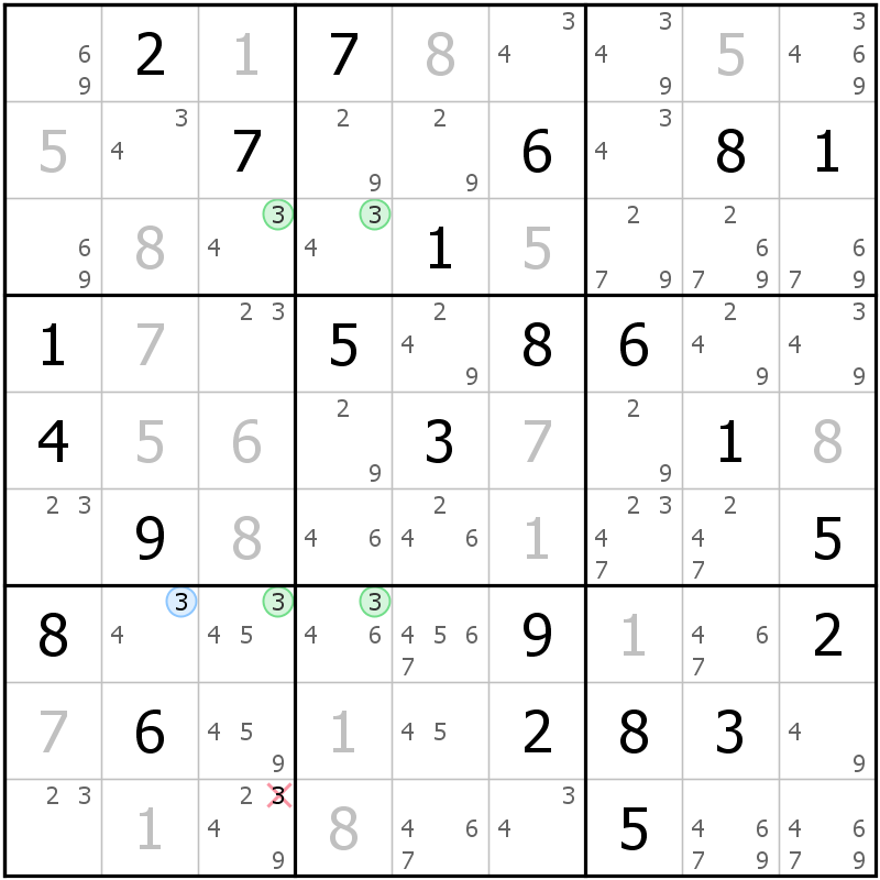 Position des candidats pour la solution de la grille page 38 du magazine de sudoku grandmaitre n° 17