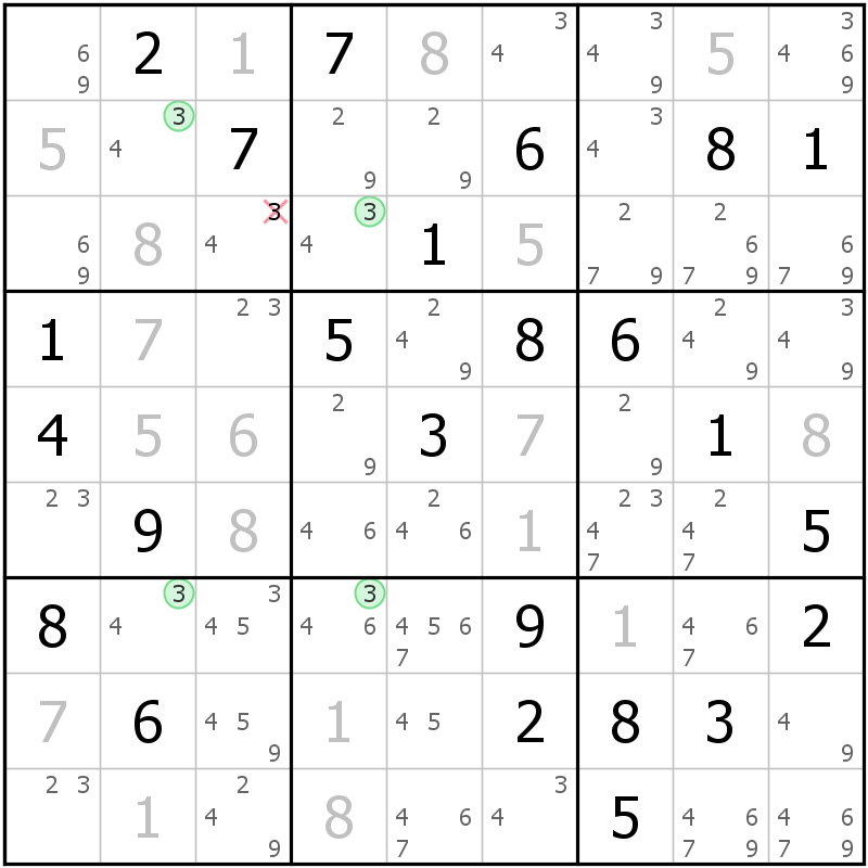 Position des candidats pour la solution de la grille page 38 du magazine de sudoku grandmaitre n° 17