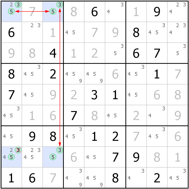 Position des candidats pour la solution de la grille page 40 du magazine de sudoku grandmaitre n° 17