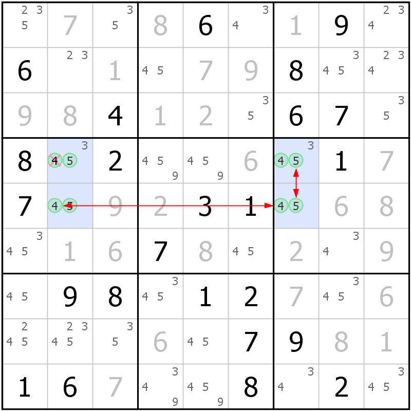 Position des candidats pour la solution de la grille page 40 du magazine de sudoku grandmaitre n° 17