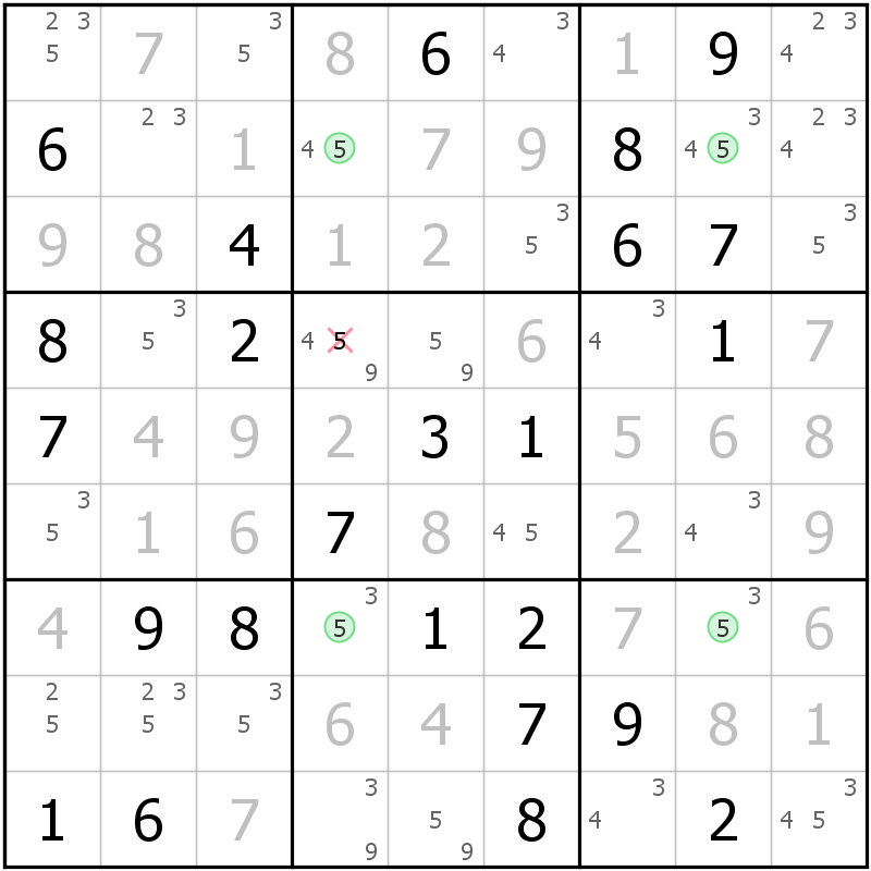 Position des candidats pour la solution de la grille page 40 du magazine de sudoku grandmaitre n° 17