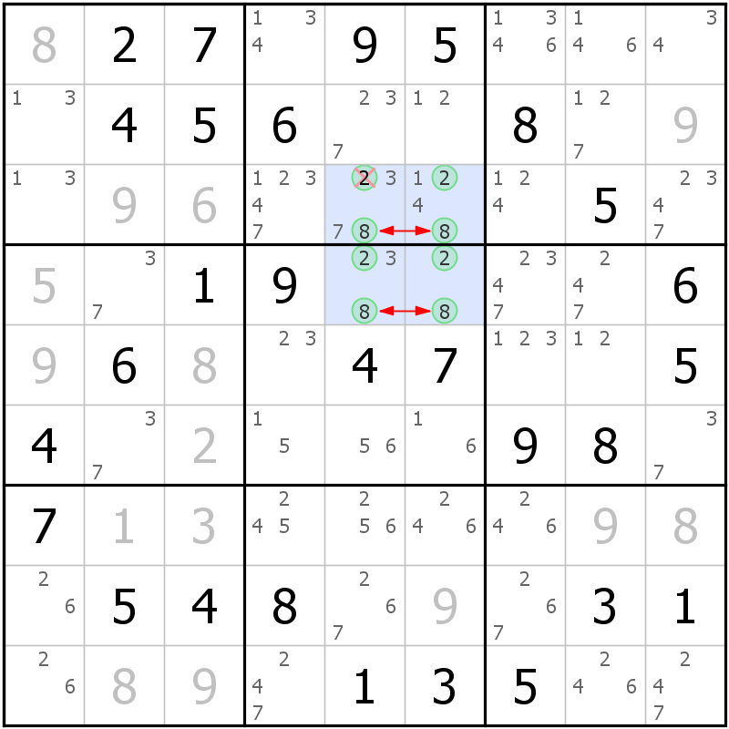 Position des candidats pour la solution de la grille page 41 du magazine de sudoku grandmaitre n° 17