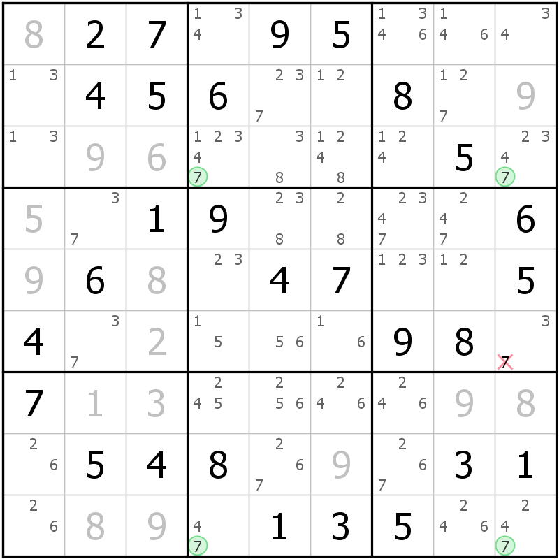 Position des candidats pour la solution de la grille page 41 du magazine de sudoku grandmaitre n° 17