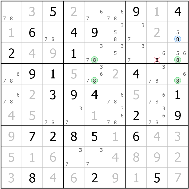 Position des candidats pour la solution de la grille page 44 du magazine de sudoku grandmaitre n° 17