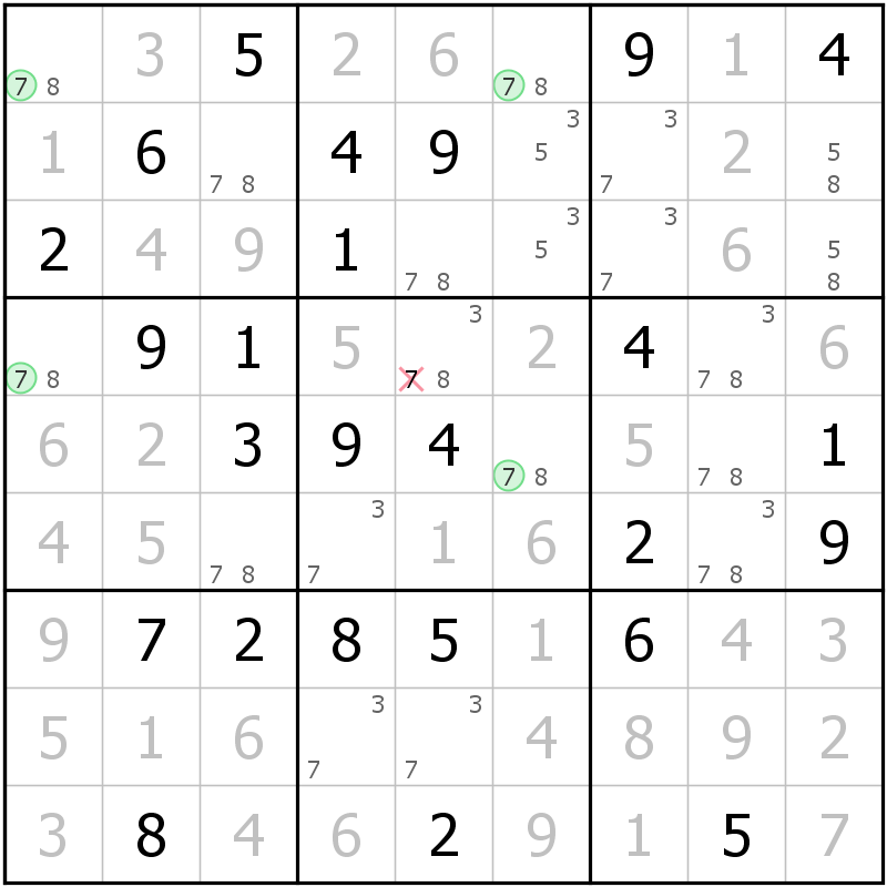 Position des candidats pour la solution de la grille page 44 du magazine de sudoku grandmaitre n° 17