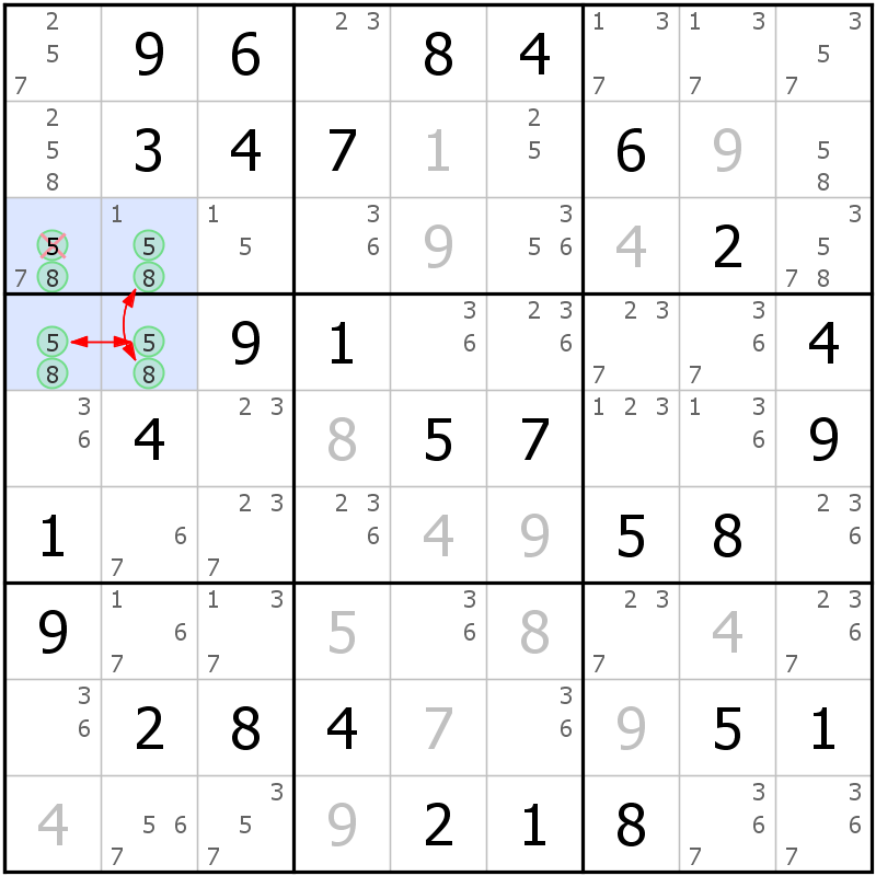 Position des candidats pour la solution de la grille page 50 du magazine de sudoku grandmaitre n° 17