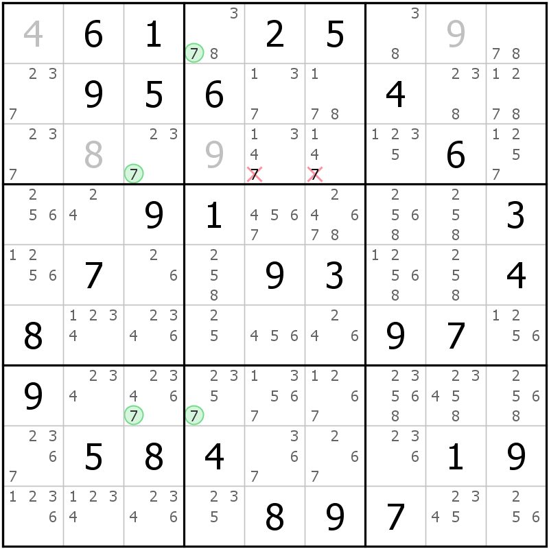 Position des candidats pour la solution de la grille page 53 du magazine de sudoku grandmaitre n° 17