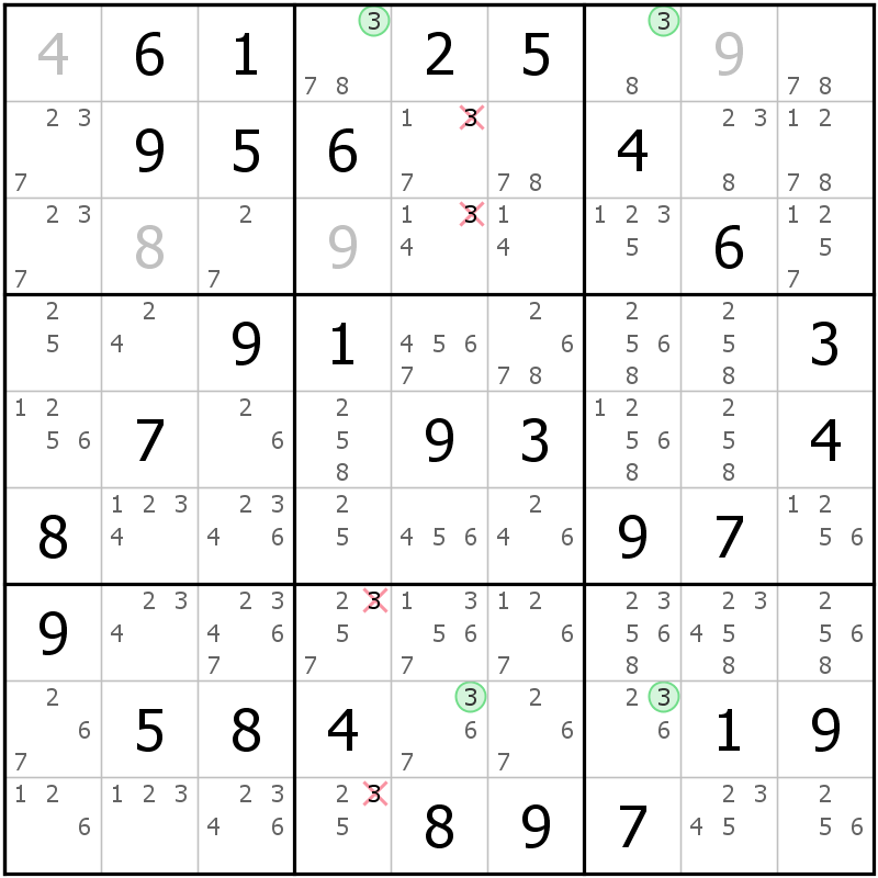 Position des candidats pour la solution de la grille page 53 du magazine de sudoku grandmaitre n° 17