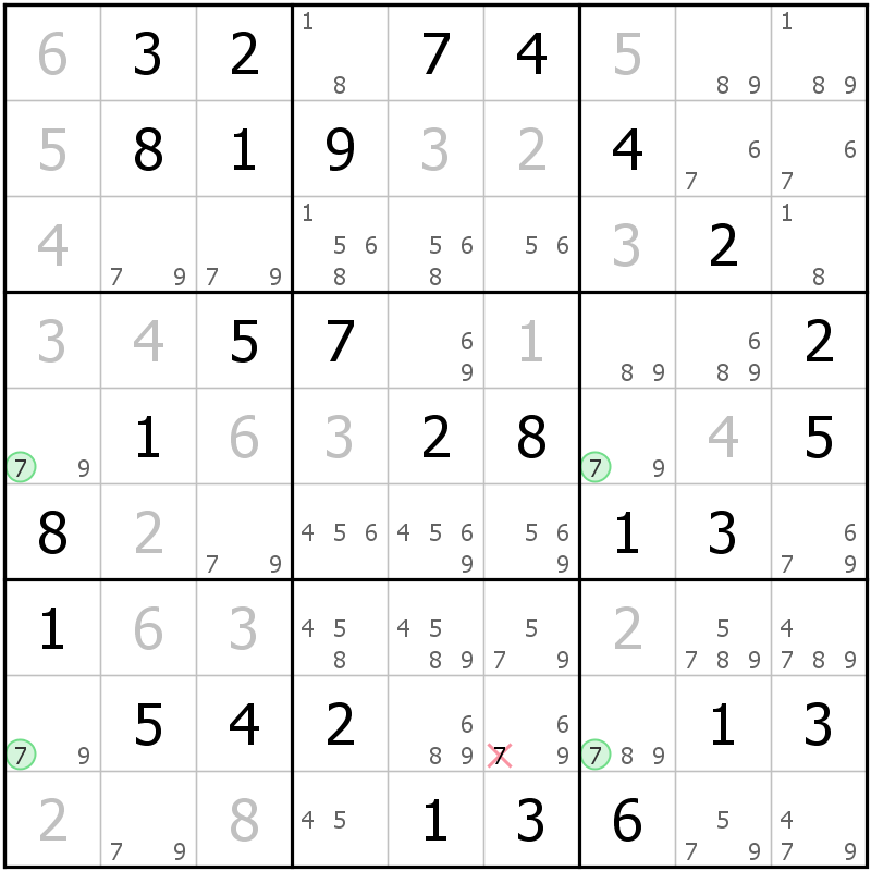 Position des candidats pour la solution de la grille page 60 du magazine de sudoku grandmaitre n° 17