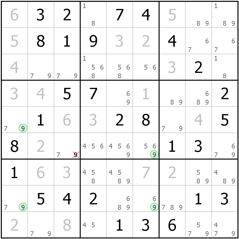 Position des candidats pour la solution de la grille page 60 du magazine de sudoku grandmaitre n° 17