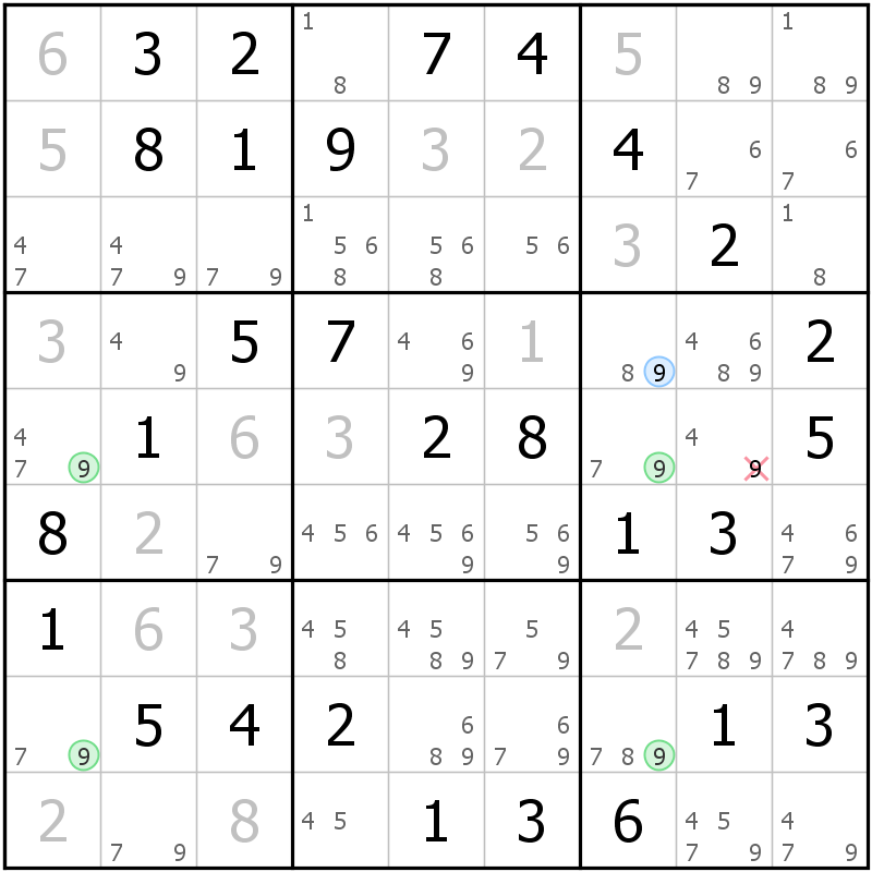 Position des candidats pour la solution de la grille page 60 du magazine de sudoku grandmaitre n° 17
