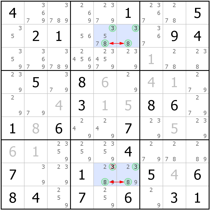 Position des candidats pour la solution de la grille page 62 du magazine de sudoku grandmaitre n° 17