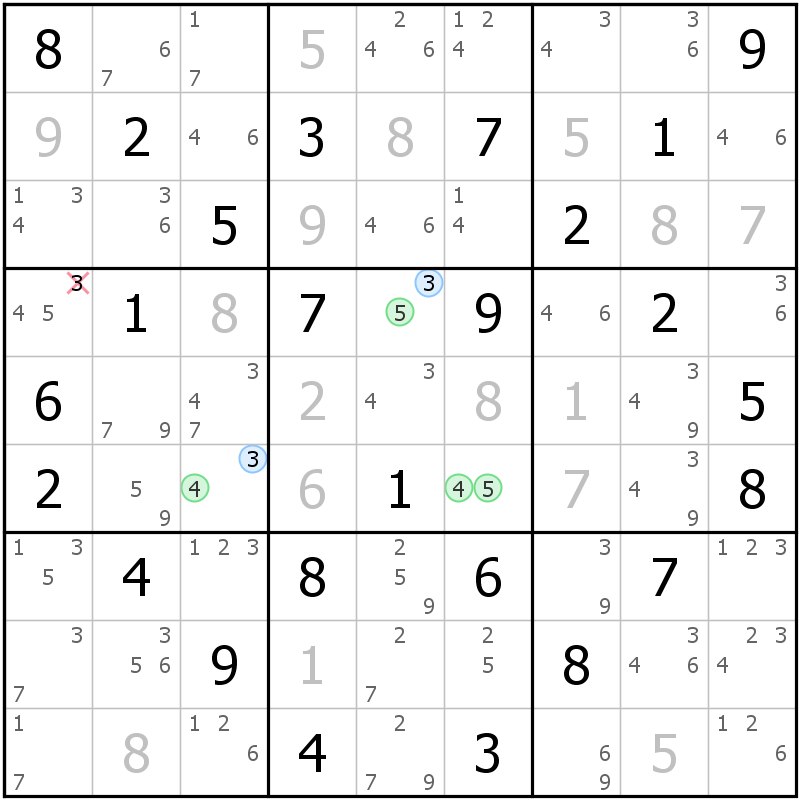Position des candidats pour la solution de la grille page 68 du magazine de sudoku grandmaitre n° 17