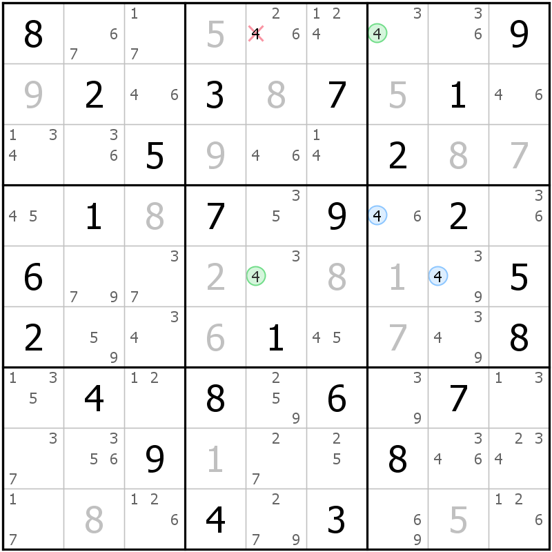 Position des candidats pour la solution de la grille page 68 du magazine de sudoku grandmaitre n° 17