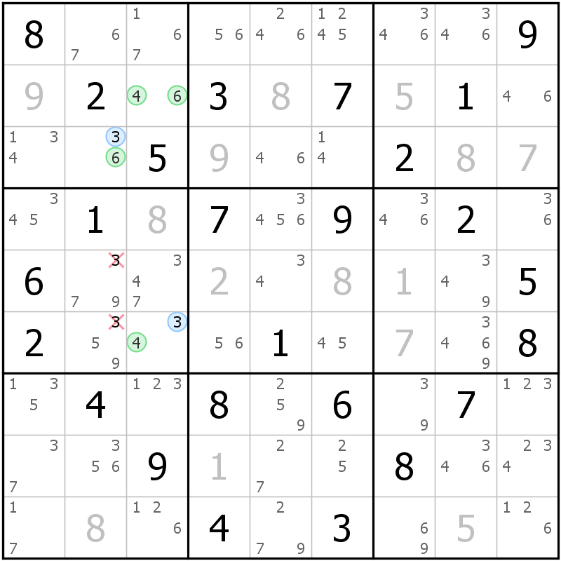 Position des candidats pour la solution de la grille page 68 du magazine de sudoku grandmaitre n° 17