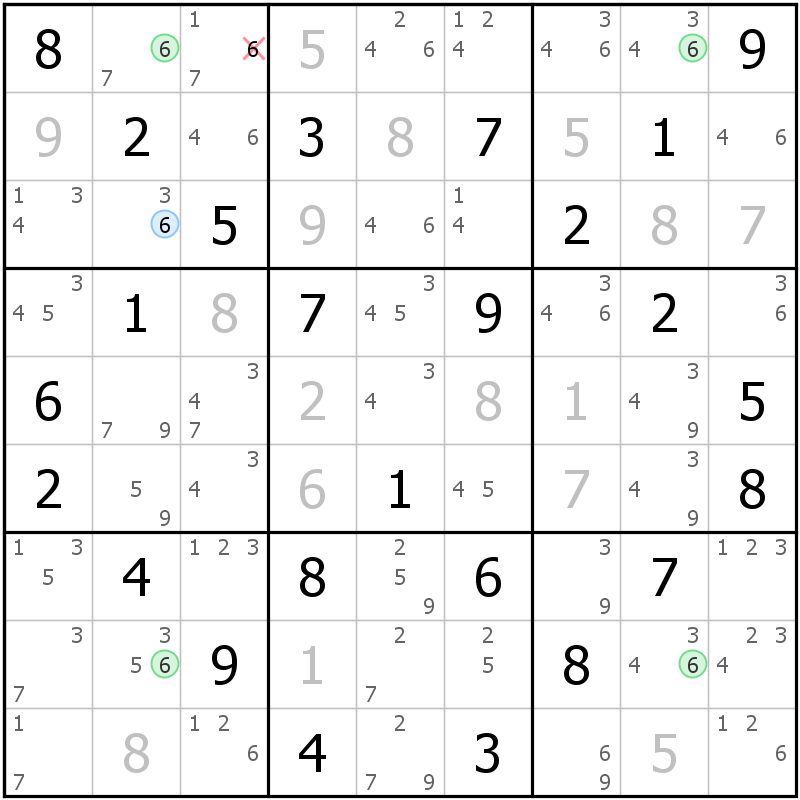 Position des candidats pour la solution de la grille page 68 du magazine de sudoku grandmaitre n° 17